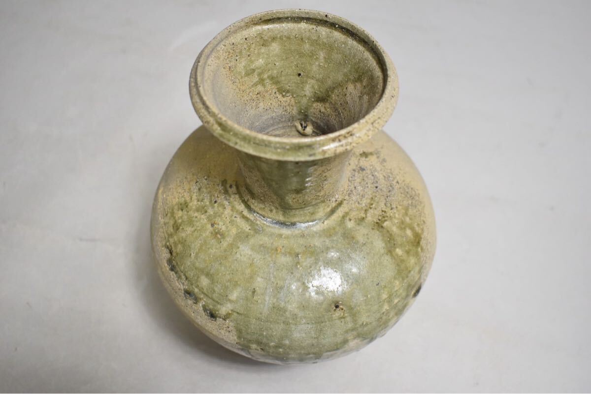 古い瀬戸焼 徳利 壺 花瓶 花器 花入 時代品 骨董品 古瀬戸 英】A186 時代 瀬戸花瓶 日本美術 瀬戸焼 花入 壺 骨董品 美術品