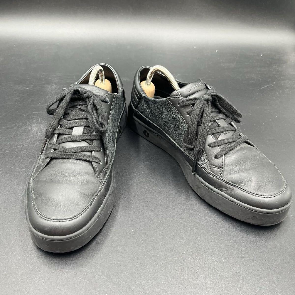 GUCCI グッチ メンズ スニーカー レザー ヴィンテージ風 1円 【美品】 GUCCI グッチ 【圧倒的高級感】 GGストリーム GG柄