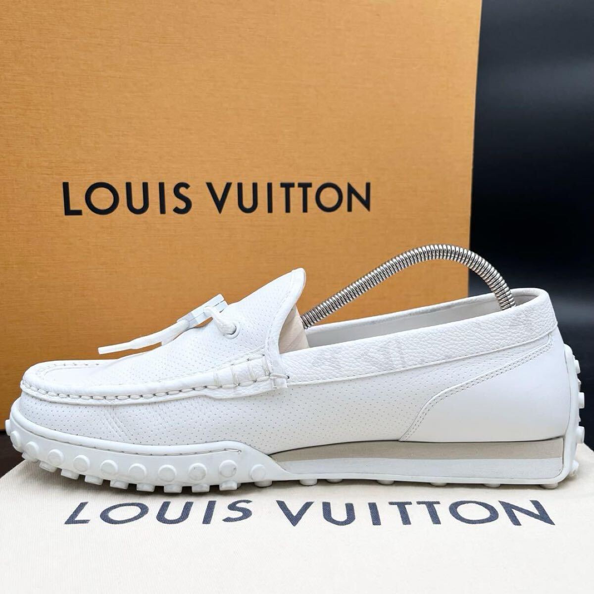 Louis Vuitton モノグラム　ホワイトローファー 1円 【現行 美品】 LOUIS VUITTON ルイヴィトン LVレーサー