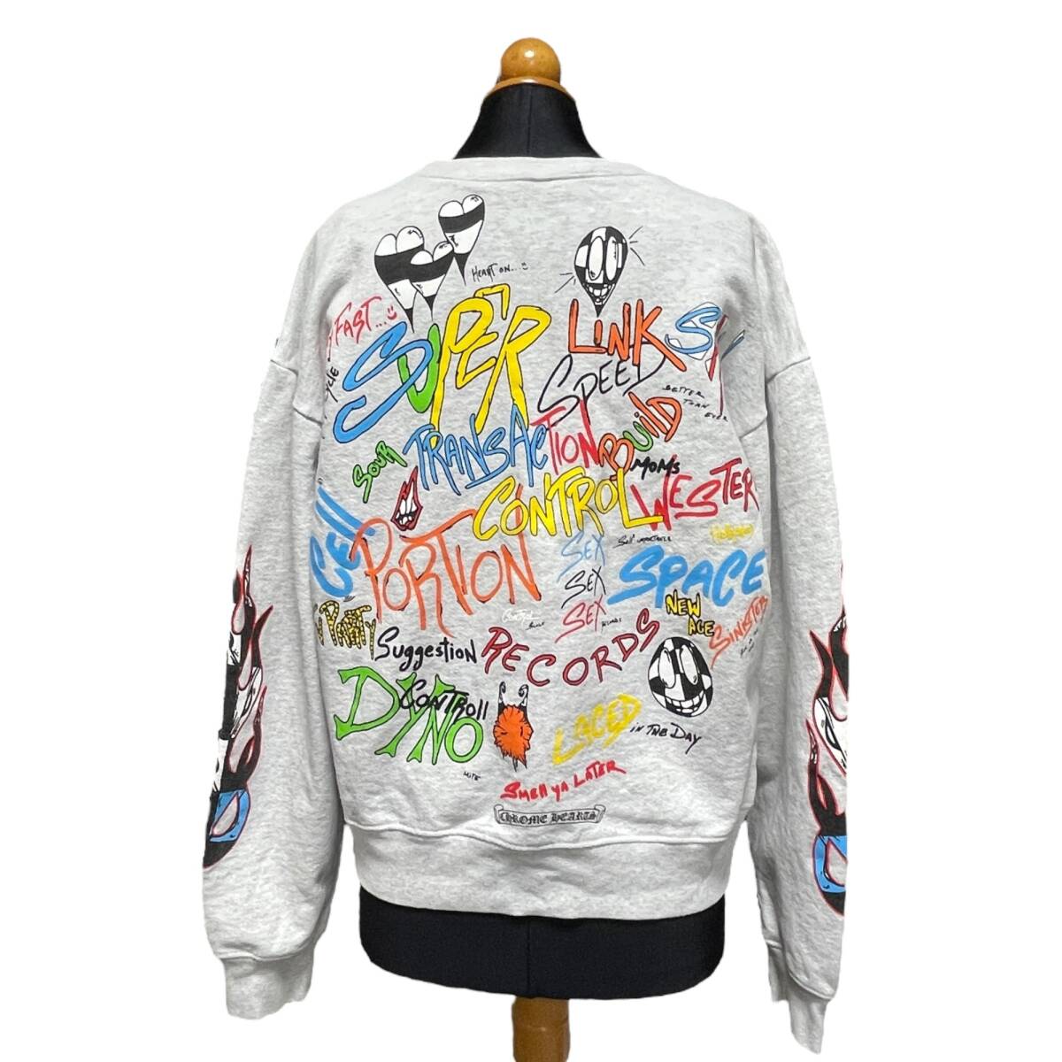 ◆中古品◆CHROME HEARTS クロムハーツ×MATTY BOY BRAIN マッティボーイ ブレイン スウェット トレーナー グレー SMALL Q94358NM_画像2