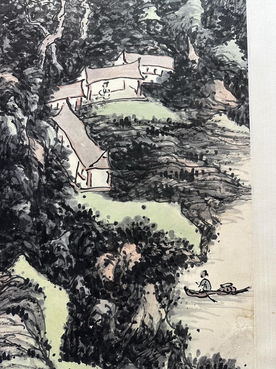 清国人 画家 詩人 江芸閣 山水 紙本掛軸 清国人 画家 詩人 江芸閣 山水 紙本掛軸 清国人 画家 詩人 江