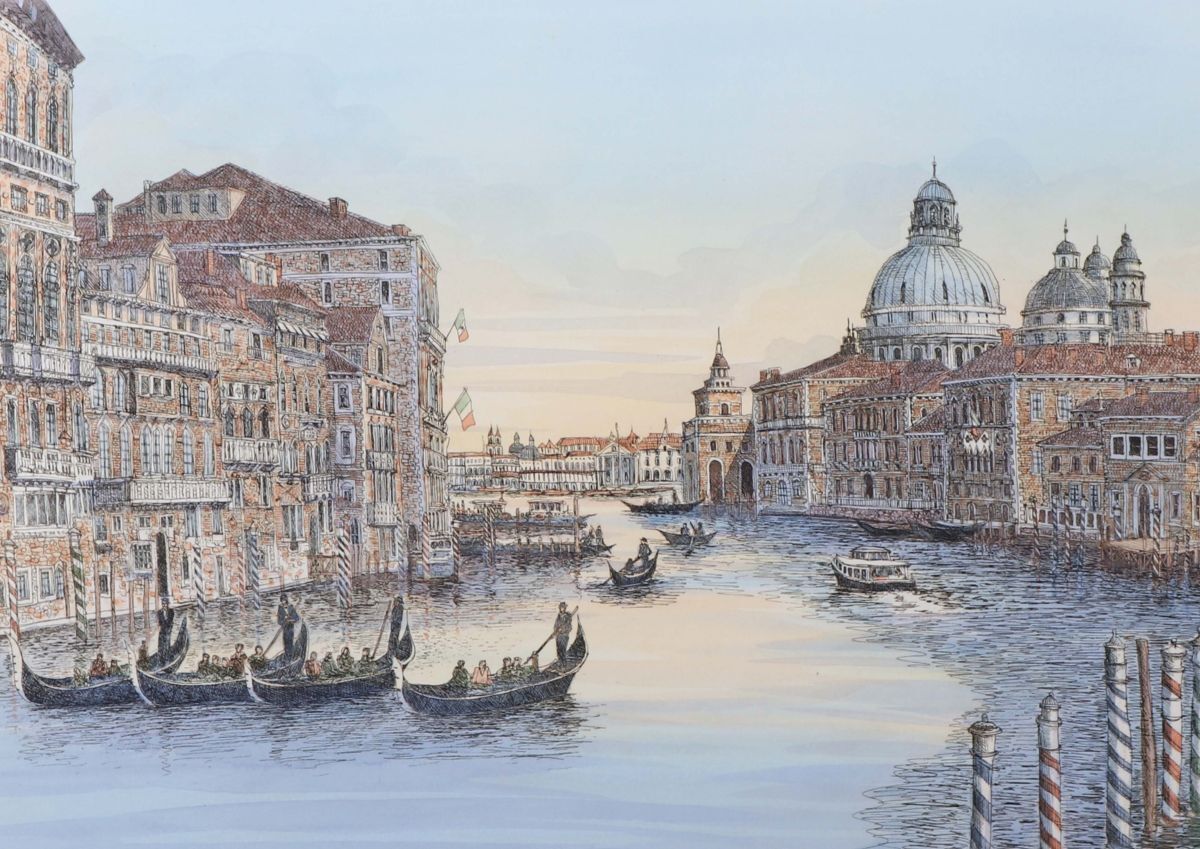 織田義郎 ヴェニスⅠ 額装 9408 織田義郎 「The Venice Ⅴ ベニス」 銅版画 エッチング