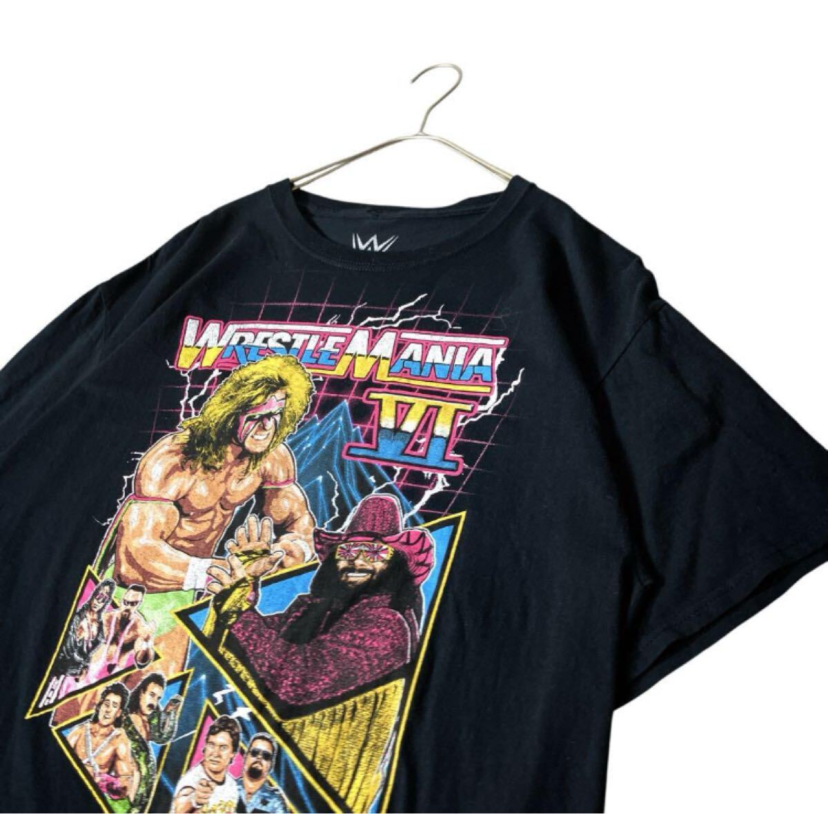 【WWE】ビンテージ風 プロレス Tシャツ WWE レッスルマニア6 プロレス ビッグプリントTシャツ 黒