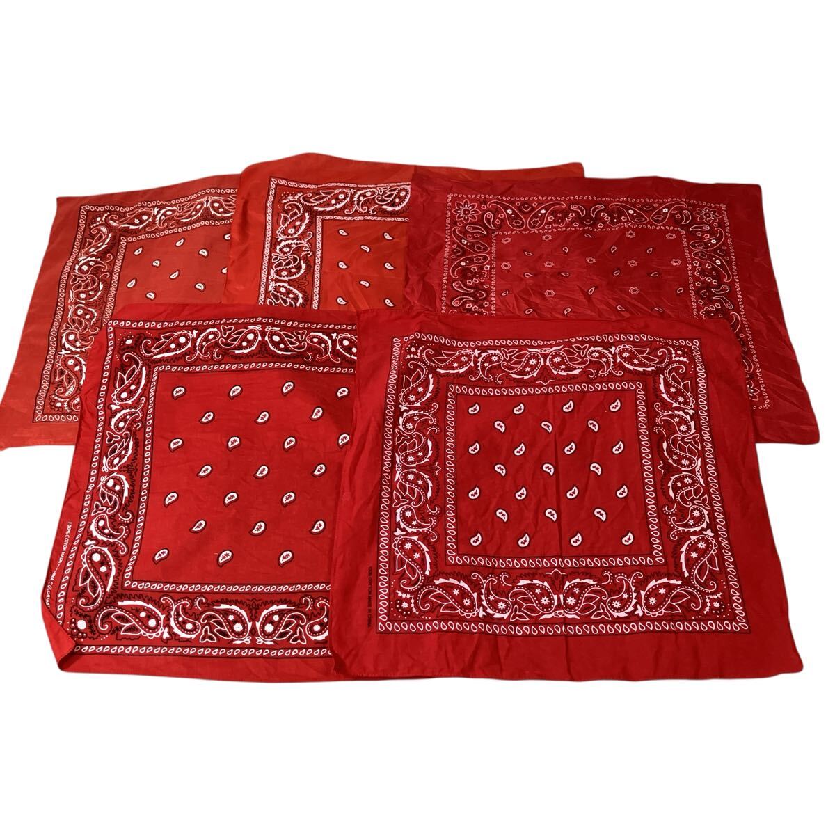 バンダナ 5枚セット ペイズリー 赤レッド US古着 小物 アクセント 00s〜 格安セット アソート _画像2