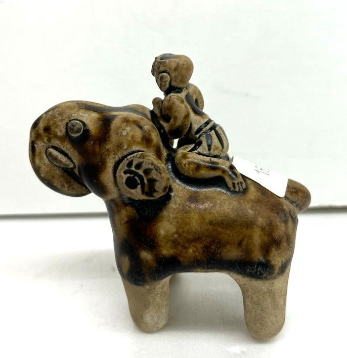 ★ 82875 タイ製 宋胡録 褐釉象形 8.0ｘ4.1ｘ6.8ｃｍ 東南アジア 陶器 展示品 1826 ★_画像3