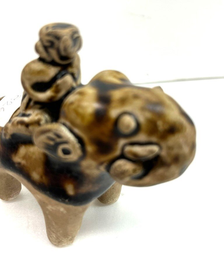 ★ 82875 タイ製 宋胡録 褐釉象形 8.0ｘ4.1ｘ6.8ｃｍ 東南アジア 陶器 展示品 1826 ★_画像6