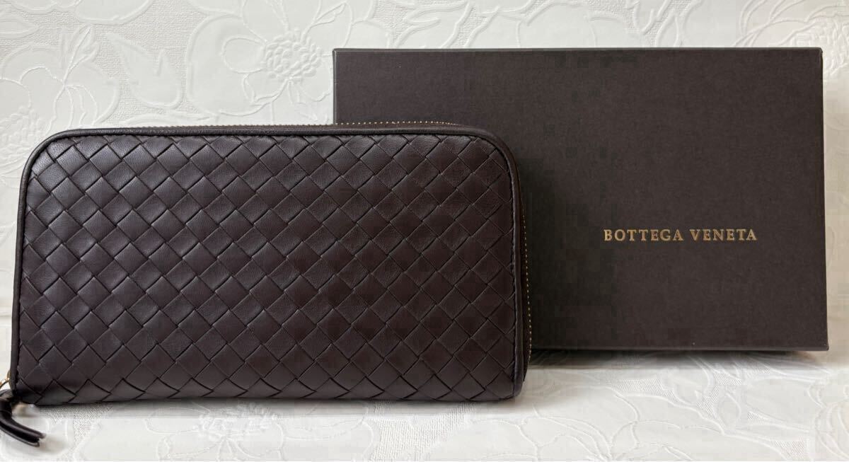 【極美品】 ボッテガヴェネタ イントレチャート 長財布 ラウンドファスナー BOTTEGA VENETA】1円*極美品*ボッテガヴェネタ 長財布