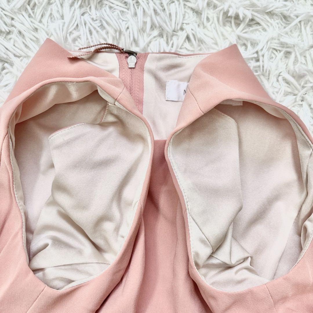 【M-PREMIER】ノースリーブワンピース フレア サーモンピンク (S)_画像5