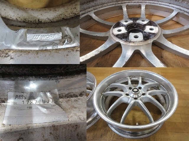 深リム WORK マイスター S2R ホイール 2本 5H100 17インチ 7.5J+48 86 BRZ ドリフト プリウス インプレッサ WRX STi GC8 GDB 前期 レガシィ_画像5