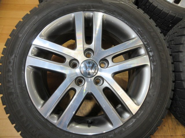 VW フォルクスワーゲン ゴルフ5 純正 ホイール スタッドレス 4本 5H-112 16インチ 6.5J+50 205/55R16 溝有り ダンロップ ゴルフ6 ゴルフ7_画像2