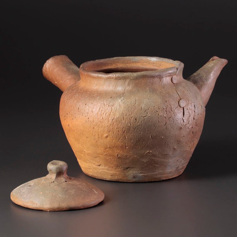 中村六郎 備前 急須 古美味】中村六郎 備前鼓急須 茶道具 保証品 1yOR(急須、土瓶
