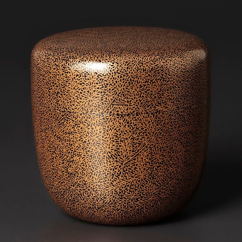 古美味】福士健(紫月)『鵬雲斎書付』忍草蒔絵 中棗 茶道具 保証