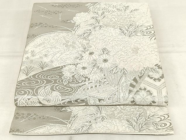 平和屋着物◎六通柄袋帯　唐織　花鳥の宴　古都錦　プラチナ箔　正絹　逸品　AAAG1035Bsw_画像1