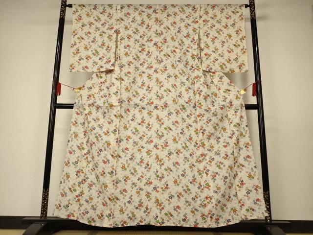 平和屋着物＊夏物　小紋　絽　草花文　正絹　逸品　AAAV9316jd_画像2