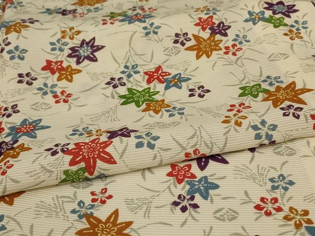 平和屋着物＊夏物　小紋　絽　草花文　正絹　逸品　AAAV9316jd_画像5