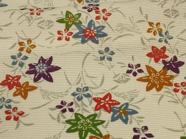 平和屋着物＊夏物　小紋　絽　草花文　正絹　逸品　AAAV9316jd_画像6