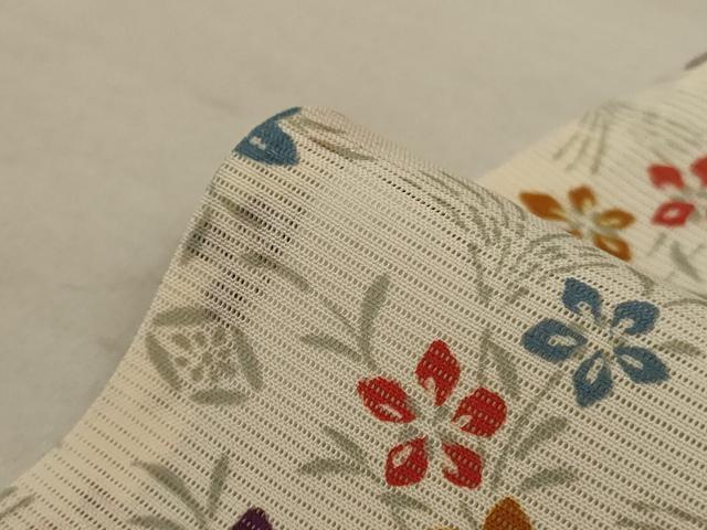 平和屋着物＊夏物　小紋　絽　草花文　正絹　逸品　AAAV9316jd_画像7