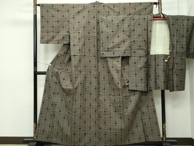 平和屋本店■希少　本場大島紬　龍郷絣　アンサンブル　羽織紐付き　逸品　CZAA2415s5