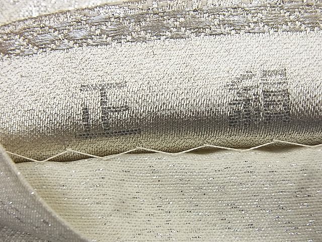 平和屋着物◎六通柄袋帯　風景文　プラチナ銀箔二重織　逸品　BAAF1558qt_画像3