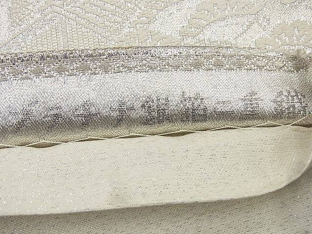 平和屋着物◎六通柄袋帯　風景文　プラチナ銀箔二重織　逸品　BAAF1558qt_画像4