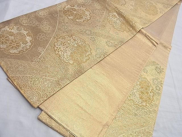 平和屋着物◎佐賀錦 六通柄袋帯 雪輪青海波花文 金糸 逸品