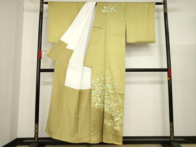 平和屋着物▼訪問着　笹竹文　金銀彩　正絹　逸品　AAAX2786ck_画像2