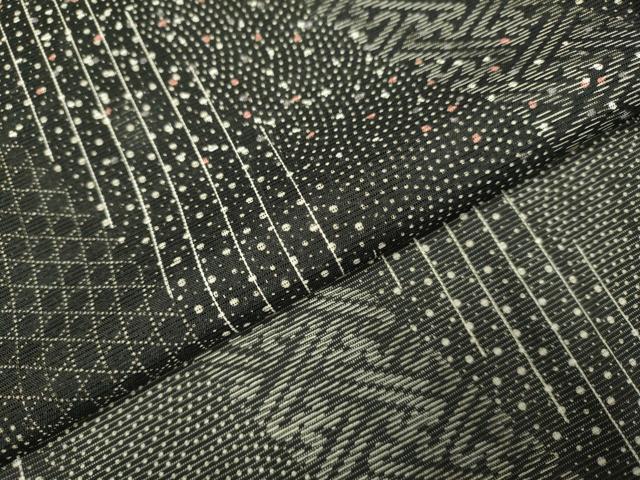 平和屋着物＊夏物　小紋　絽　吉祥文　黒地　洗える着物　DAAU3634du_画像5