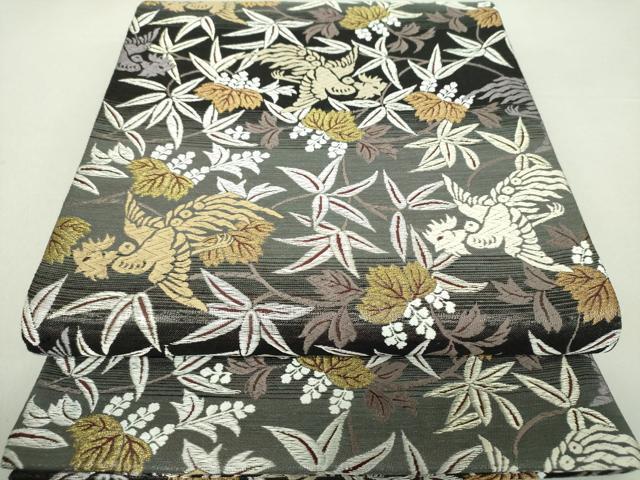 平和屋着物○両面 全通柄袋帯 唐織 桐竹鳳凰 金銀糸 正絹
