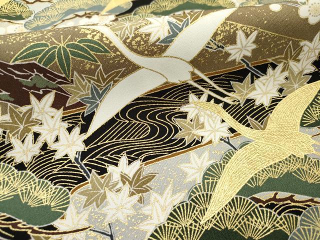 平和屋着物■豪華黒留袖　飛鶴松文　金彩　正絹　逸品　AAAX5720cs_画像5