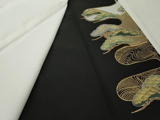 平和屋着物■豪華黒留袖　飛鶴松文　金彩　正絹　逸品　AAAX5720cs_画像7