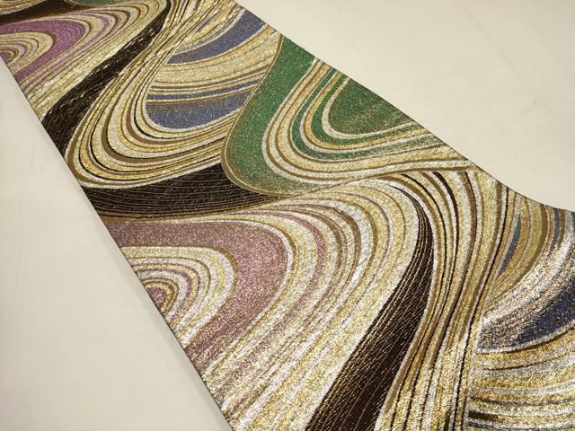 平和屋着物■六通柄袋帯　流水文　金銀糸　正絹　逸品　AAAT1243wj_画像2