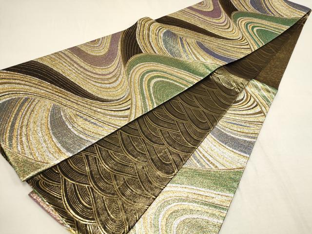 平和屋着物■六通柄袋帯　流水文　金銀糸　正絹　逸品　AAAT1243wj_画像4