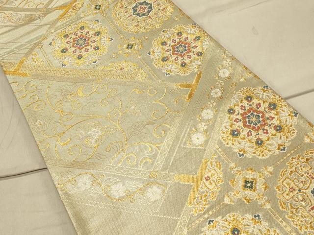 平和屋着物◎六通柄袋帯　正倉院更紗花文　金銀糸　正絹　逸品　CAAS4489ft_画像2