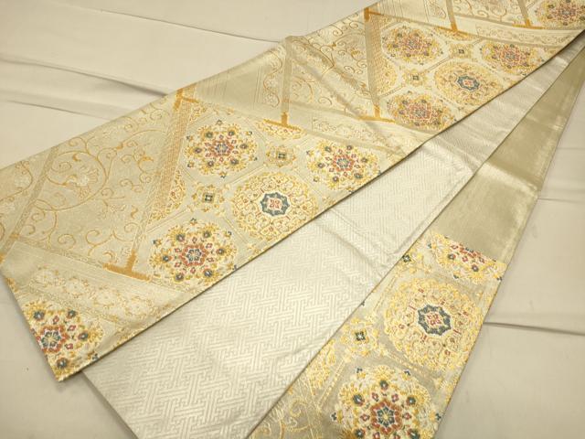 平和屋着物◎六通柄袋帯　正倉院更紗花文　金銀糸　正絹　逸品　CAAS4489ft_画像3