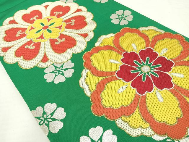 平和屋着物◎太鼓柄袋帯　唐織　舞花文　金銀糸　正絹　逸品　AAAT6138yx_画像2