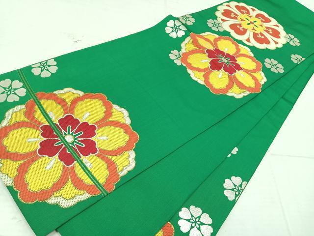 平和屋着物◎太鼓柄袋帯　唐織　舞花文　金銀糸　正絹　逸品　AAAT6138yx_画像3