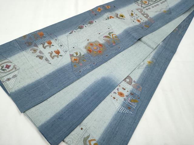 平和屋着物●極上　中国三大刺繍　スワトウ相良刺繍　総刺繍　全通柄袋帯　紬地　吉祥花文　正絹　逸品　CAAU9472hy