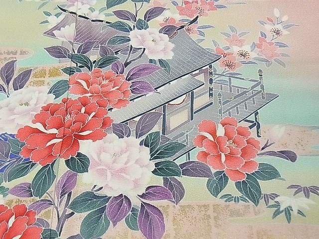 平和屋着物■訪問着　流水風景草花文　暈し染め　金銀彩　逸品　DAAC7591ud_画像4