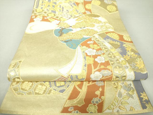 平和屋着物●西陣　川島織物　六通柄　本袋帯　束ね熨斗吉祥花文　本金箔　正絹　逸品　DAAU5921ps