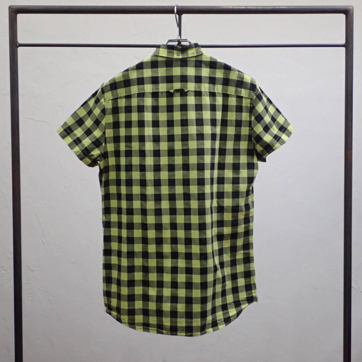 Alexander McQueen コットン シャツドレス カーキ MCQ マックキュー 半袖 コットン チェック シャツ 黄 黒 サイズ