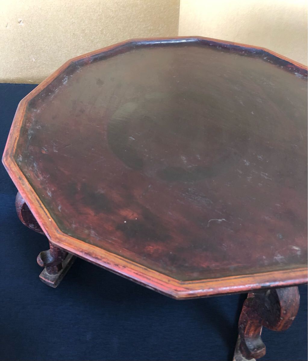 《R》李朝 ソバン 李朝膳 小盤 十二角膳 虎足 李朝家具　250714E2_画像5