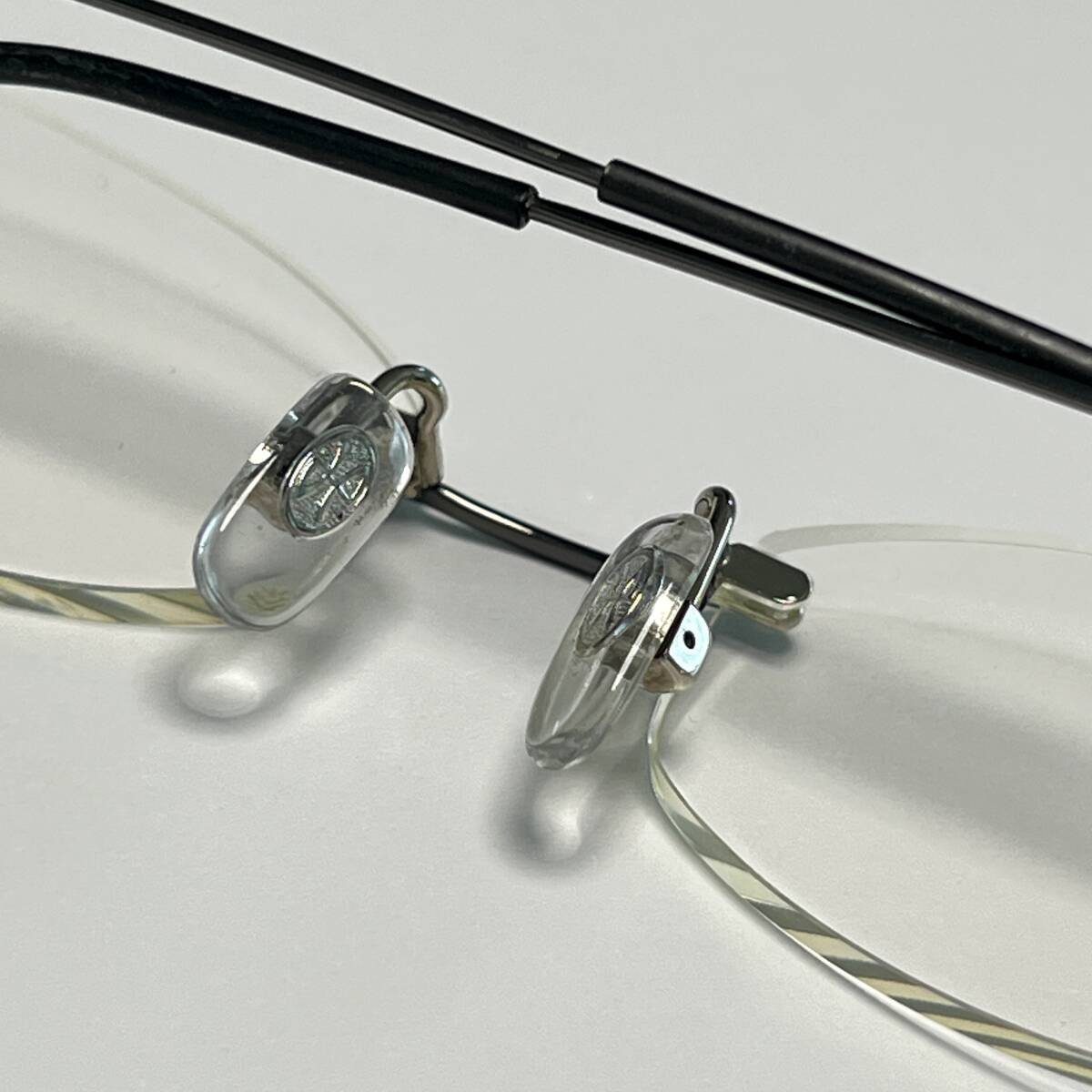 *HOYA Hoya высококлассный two-point очки рама очки . нет рамка-оправа нет обод отсутствует серебряный Ti-C WG сделано в Японии MADE IN JAPAN первоклассный Temple легкий 