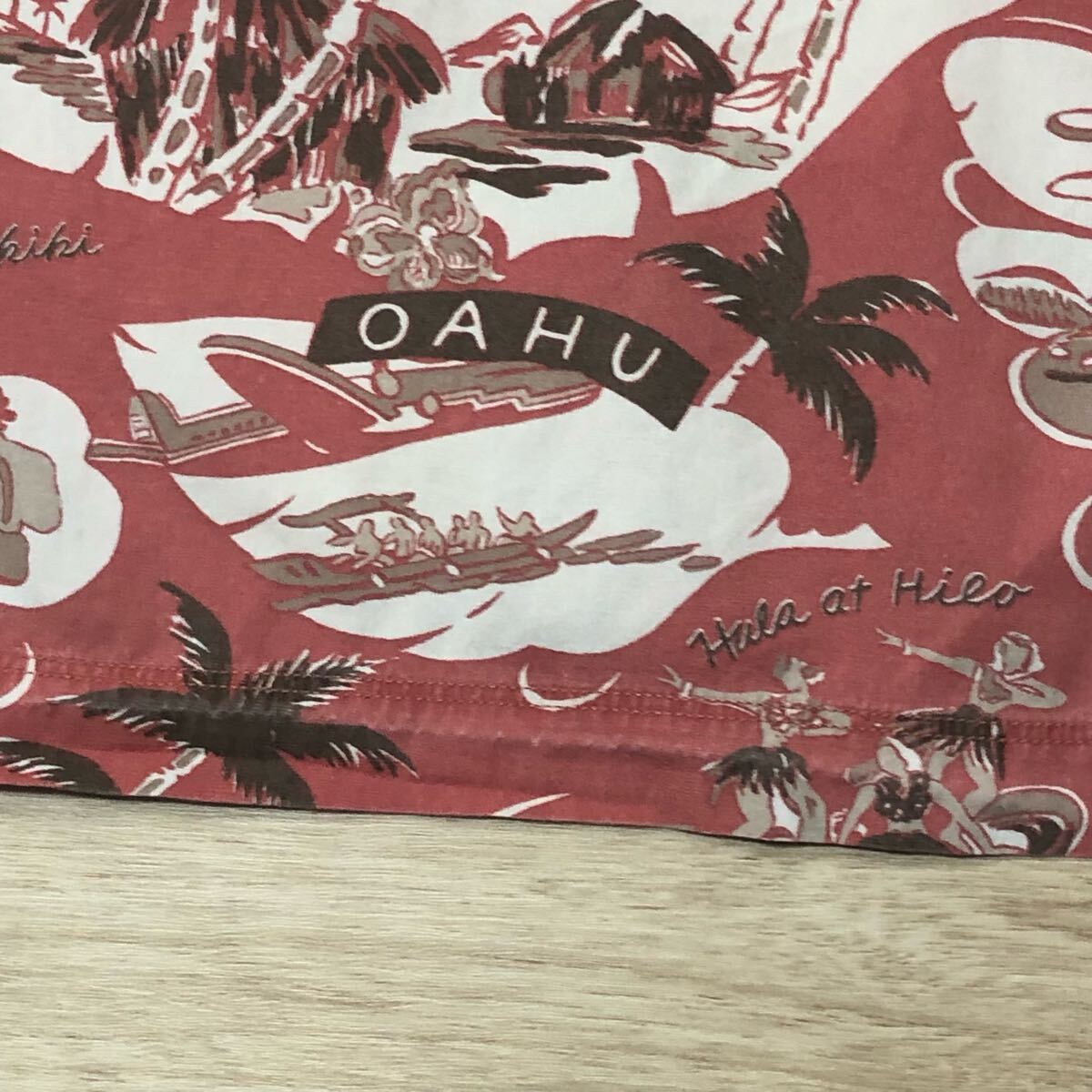 【送料無料】Pau Hana HAWAIIコットン100%アロハシャツ ピンク総柄 メンズMサイズ 半袖シャツハワイアンシャツ綿_画像9