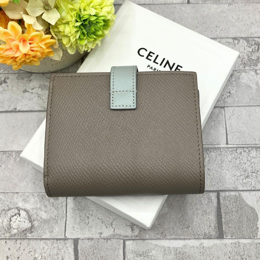 CELINE スモール ストラップウォレット バイカラー カーフスキン セリーヌ 二つ折り財布 スモール ストラップ ウォレット バイ