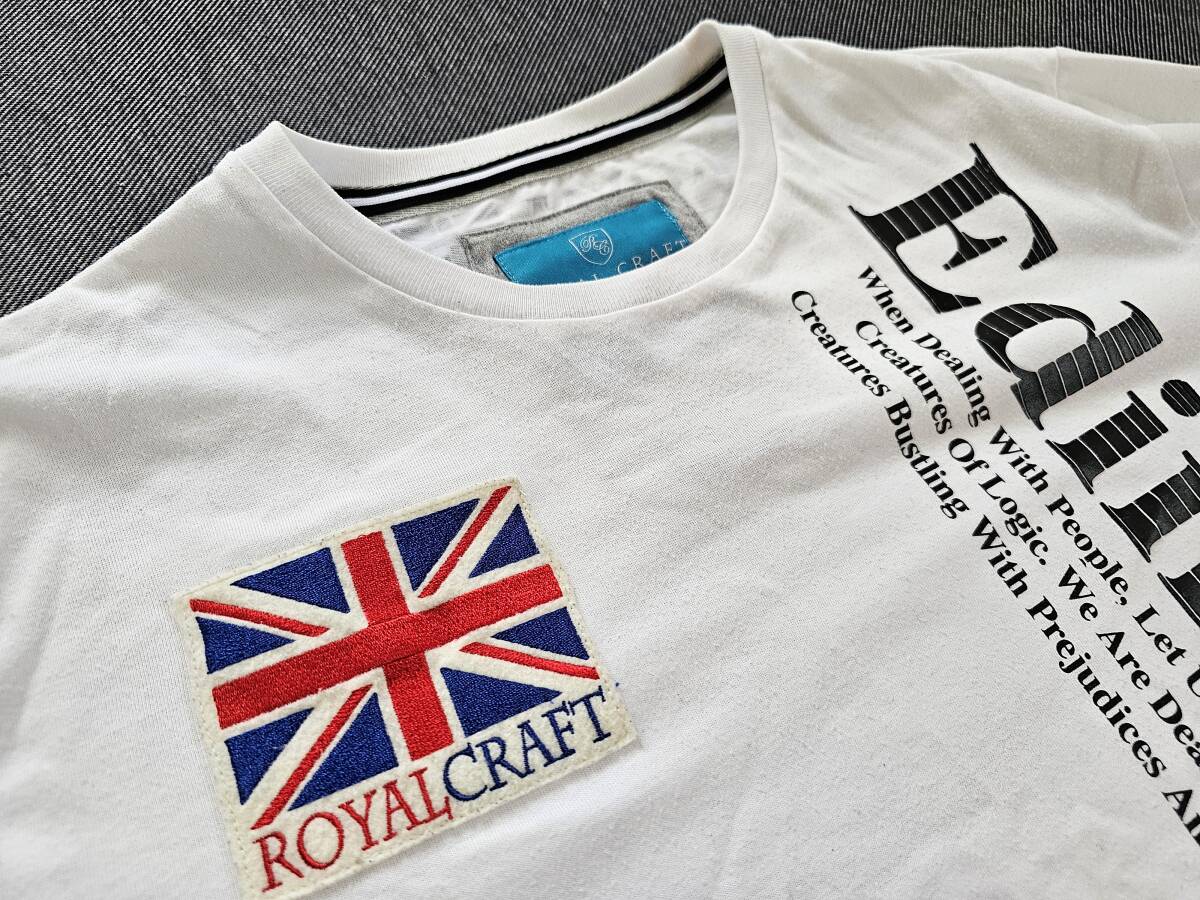 ★ROYAL CRAFT ロイヤルクラフト★ロングTシャツ madchester uk マッドチェスター/ワッペン & プリント 白 デコ★メンズ L★ロンT 長袖★_画像5