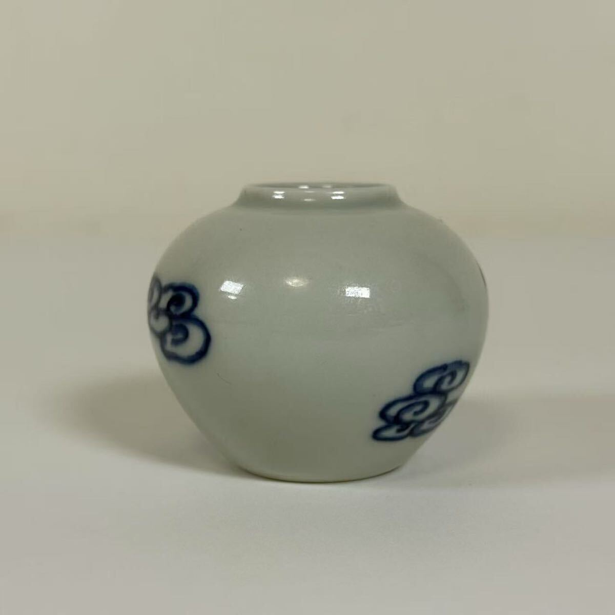 中国古美術•文房具•清時代染付水盂•在銘 :XG44-4 RR-中国古美術 時代物 染付 青花 水盂 文房具 書道具 文房四宝