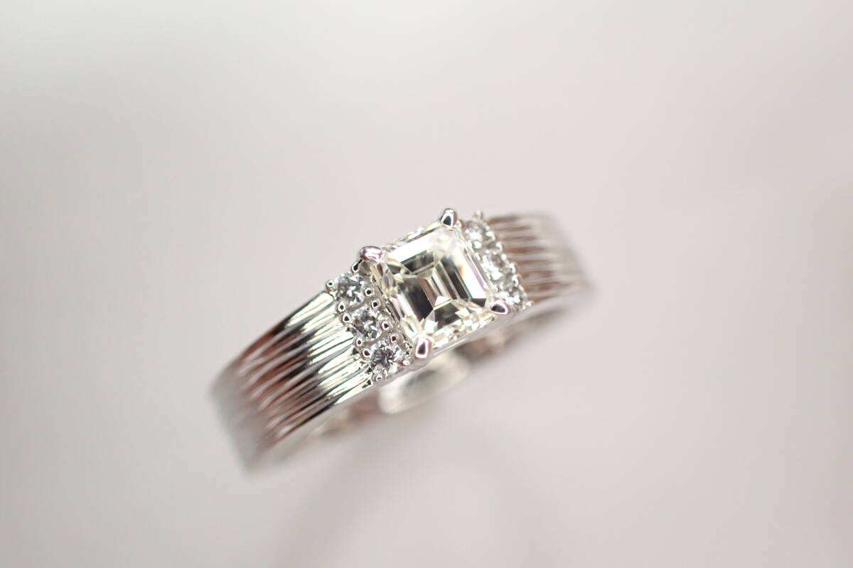 25/美品 田崎真珠 タサキ エメラルドカット ダイヤ0.532 リング 指輪_画像3