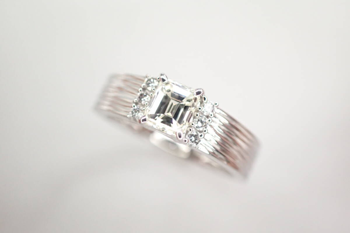 25/美品 田崎真珠 タサキ エメラルドカット ダイヤ0.532 リング 指輪_画像1