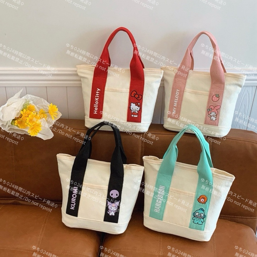 海外限定 サンリオ トートバッグ ハンドバッグ サブバッグ ランチバッグ 手提げ シンプル オシャレ 可愛い クロミ_画像2