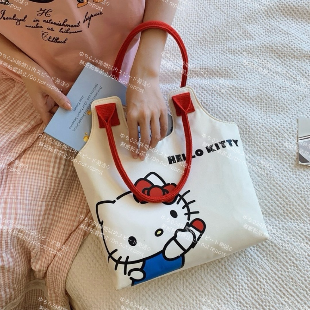 海外限定 サンリオ シンプル トートバッグ ハンドバッグ サブバッグ 肩掛け 手提げ オシャレ 可愛い ハローキティ_画像4
